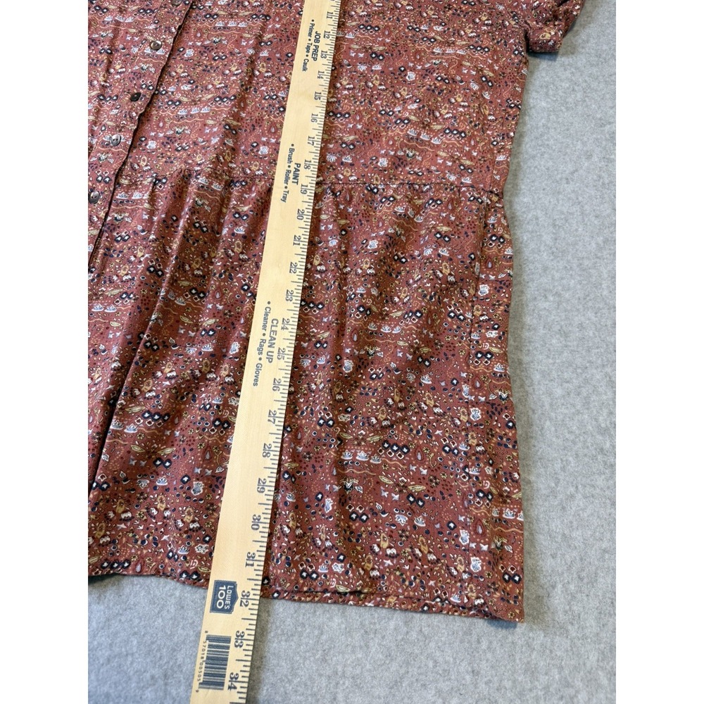 Natural Life V-Neck Tiered Tunic Mini Dress ~ Floral Ditsy Button Down Boho L/XL - Picture 7 of 8